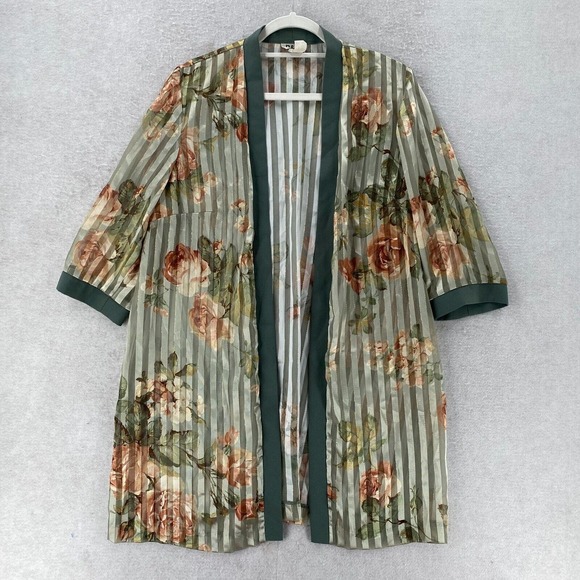 Vintage‎ R&M Richards Tunic Duster Top Cover Up Womens 14WP Green Short Sleeve - Picture 1 of 12